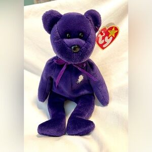 *EUC**VINTAGE* 1997 TY Beanie Babies Princess Diana Bear - Deep Purple - Plush
